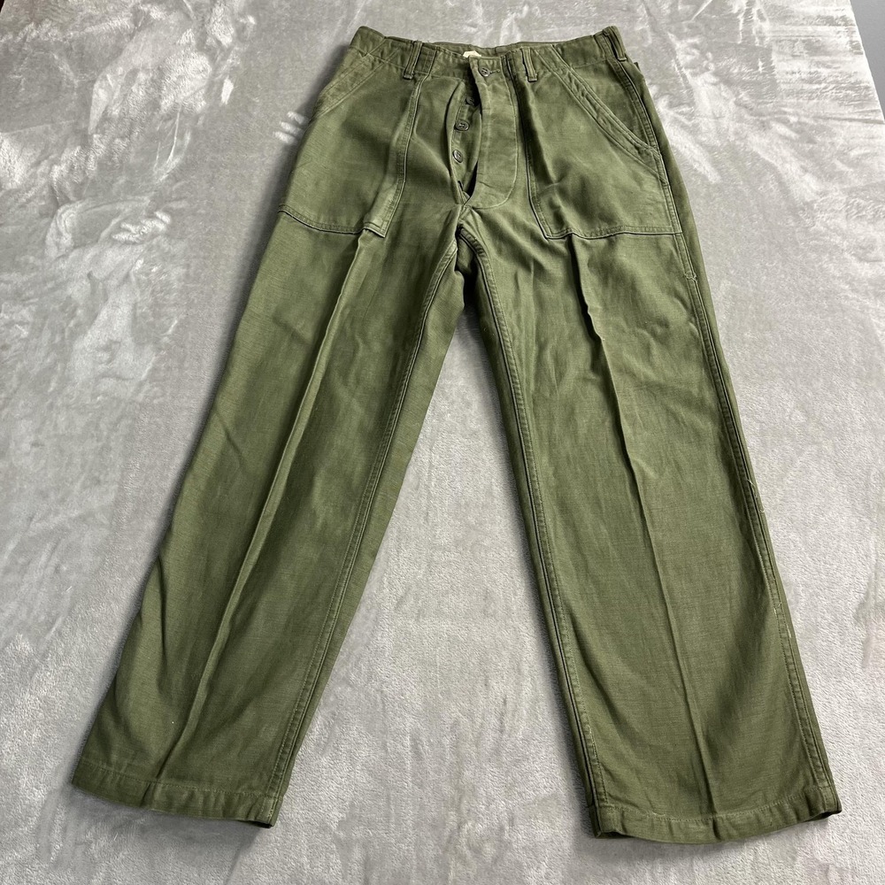 Vintage OG 107 Pants Mens 30x28 Green Army Cotton Cargo Utility Military Fatigue